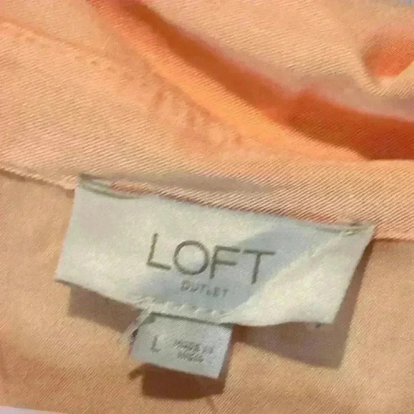 NWT LOFT Women's Large Orange V-Neck Short Sleeve Blouse Casual - Picture 3 of 6